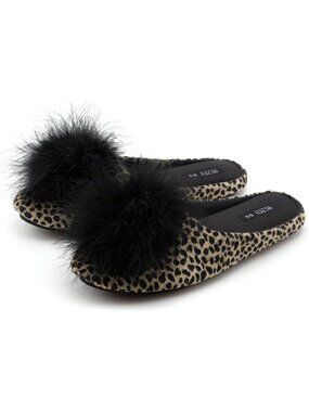 Women's Leopard Fuzzy Velvet Memory Foam Indoor Non-slip Lightweight Slipper